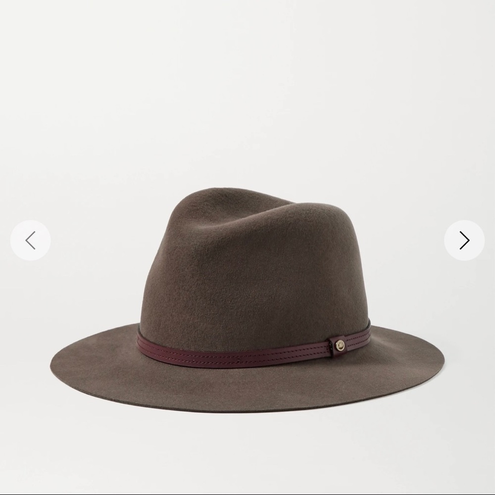 rag & bone Brown Fedora Hat with Burgundy Band